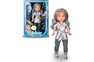 Nancy Colección Selene, Reedición de 1981 con Trench Metalizado, Pantalón Negro y Botas Plateadas, Coloca el Medallón y Sus Ojos se Iluminan, Hecho a Mano en España, Famosa (NAL10000)