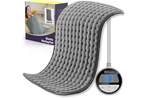 Qfun Almohadilla Térmica Eléctrica, Manta Electrica Lumbar 83x43cm con 6 Modes Temporizadores para Atrás, Cuello, Hombro, Barriga, Thermal Pad Apagado Automático y Lavable a Máquina