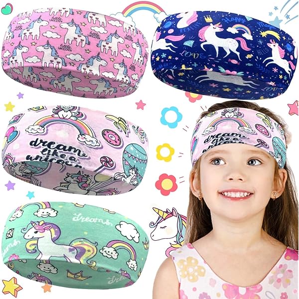 Fasce Per Capelli Arcobaleno Bambina - Set Da 4 Elastiche Tie Dye Regolabili - Foto 3