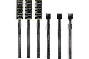 RUNCCI-YUN Fläkthub med 4-stiftsuttag, PC PWM-fläkthub, 5-port-fläkthub, 4-stiftskontakt, för datorfläktkabel (3 st)