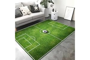 BORDEAG Alfombra de Fútbol 80 x 120 cm para Niños - Diseño Verde de Campo de Juego para Sala de Juegos