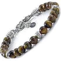 Bracciale Con Pietre Naturali Corniola a Da 6 Mm Beads in Acciaio Inox