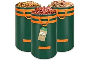 Enbagold 3X 120L Gartenabfallsack Stabil, Laubsack mit Griffen Gartensack Groß, Gartenabfallsäcke Gartensäcke Grünschnittsack, Selbststehend Grünschnittsäcke, Abfallsack für Gras Laub Gartenabfälle