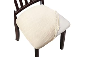 YISUN Jacquard Dining Chair Seat Covers, Stretch Spandex No Backrest Dining Chair Seat Protector Cover Removable Washable for Office High Chairs 4/6 PCs
