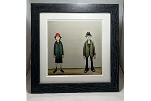 GREETINGLES Lowry-Style 12"/31cm Square Framed Print. Beautiful Black Ash Frame (Lowry, A Couple)
