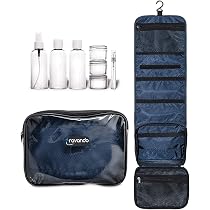 Strayn® Kulturbeutel Zum Aufhängen – Mit 1L Flugtasche & 7 Flüssigkeitsbehältern – Wasserabweisend, 420D Nylon