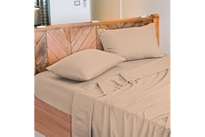 NARCISO - Lenzuola Matrimoniali 100% Cotone Made in Italy, Completo Letto Matrimoniale Composto da 1 Lenzuolo Sotto con Angoli 180x200, 1 Lenzuolo Sopra 240x290, 2 Federe Cuscini 50x80cm (Sabbia)