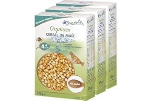 FLEUR ALPINE Alimentos para Bebés | Paquete de 3 Cereales Orgánicos para Bebés de Maíz para Desayunos Suaves | Gachas Nutritivas Instantáneas Sin Gluten 4+ Meses Sin Azúcares Añadidos | 3x7 Porciones