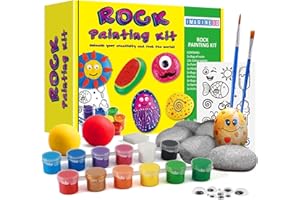 Imagine 3D Rock Painting Kit Arts & Crafts for Kids 6+ Years Set Gifts for 6 Years Old Girls Boys Birthday Present 12 Colour Paints Stone Pebble Clay Stickers Craft Kit Childrens Craft Kits for Kids