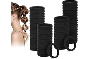 Euqvunn 60 Piezas Gomas Pelo Negras, Coleteros Pelo Mujer, Gomas de Pelo Suaves y Elásticas, Sin Metal, Gomas Pelo Mujer No Dañinas para Coletas, Gomillas Accesorios Pelo Niña, Niños y Hombres