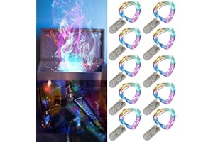 GUEZUVORU Paquet de 10 guirlandes lumineuses LED à piles 1m 10 LED fil d'argent multicolore étanche étoile bouteille guirlandes lumineuses pour noël fête de mariage chambre intérieur extérieur décoration
