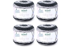 Gründl Lolly Pop Filato per Uncinetto e Maglieria (Filato Universale Simile alla Lana e Lavabile 100% poliacrilico, 150 g / 240 m, Dimensioni dell'ago: 5-6, 4 x 150 g), Black Pepper Swirl