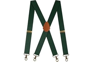 Kaket Men Braces with 4 Hook-Clips, Vintage Braces for Men Heavy Duty, X Shape Braces for Trousers Adjustable Elastic