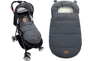 AMO NENES Universal Footmuff Stroller, Baby Pushchair Pram Liner, Universal Cosy Toes Pushchairs, Waterproof and Windproof, 90 x 52cm, Dark Gray