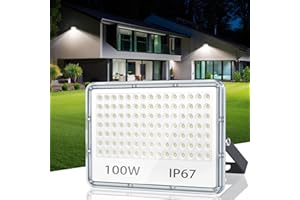 TASINUO Faretto LED da Esterno 100W, 10000LM Faro LED Esterno, 6500K Bianca Fredda Faretti LED, Applique da Esterno Impermeabile IP67 Luci da Esterno per Giardino Terrazza Garage Cortile