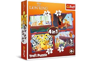 Trefl - The Lion King, Den modige Lejonkungen | Pussel 4i1, 4 läggspel, från 35 till 70 bitar - Olika svårighetsgrader, för barn från 4 år