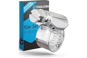 TOOLCORE® Schlauchschellen Edelstahl 8-16mm [Extra Stark] 10 Stück in Qualität W4 – Für Garten, Waschmaschine, Pool, KFZ - Schlauchklemmen, Schlauchschellen Set, Schellen, Klemmschelle…