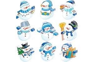 Dianelhall 45 Stück Schneemann Party Dekoration Winter Weihnachten Ausschnitte Blaue und Weiße Schneemann Papier Ausschnitte für Lehrer Student Weihnachten Feiertag Kinderzimmer Klassenzimmer Deko