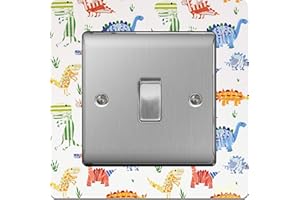 the sticker studio ltd Single Light Switch/Socket Surround Acrylic Finger Plate Dinosaur Pattern sr23
