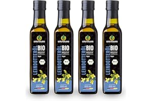 ‎KRÄUTERLAND N A T U R - Ö L M Ü H L E Kräuterland Bio Leindotteröl 4X250ml (1L), Bio Leindotter, kaltgepresst, Rohkostqualität, reich an Vitamin E und Omega 3-6 Fettsäuren, naturrein ohne Zusatzstoffe, glasflasche, mühlenfrisch
