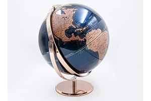 Mascagni 20FO1565 Globe terrestre Lumineux Vertical pivotant-Couleur Bleu-Rétroéclairage LED-Mappemonde Diamètre 30 cm, Taille Unique