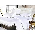 Complete 6-Piece Duvet Cover Set - King Size Bedding & Linen - Includes 1 Quilt Cover 1 Bed Sheet and 4 Pillow Covers - Striped Pattern - Solid White Cover Set - King Size (220x240cm)
