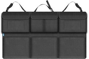 SMOF Organisateur Coffre Voiture-Super Capacité Rangement Coffre de Voiture pour SUV MPV, Voiture Voyage Suspendre Sac Rangement de 6 Grandes Poches Organisateur de Coffre Voiture(Poche en filet 108×60)
