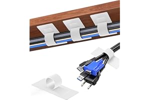 NEAROCKLE Bureau De Gestion des Câbles Amovible 2025 sous Le, Support De Câbles Auto-AdhÉSif, Organisateur De Câbles Refermable (Blanc-22Paires)