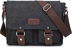 XFLYP Messenger Bag Mens, Men Shoulder Bags Canvas Satchel Cross Body Messenger School Working Satchel Briefcase, with Multiple Pockets for Work, School, Traveling and Daily Use