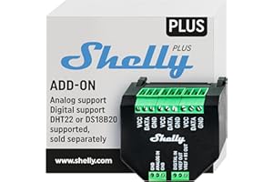 ‎SHELLY Shelly Plus Add-On, Smart Home Schnittstelle Plus Relais, Digitale Steuerung via WLAN & App, WiFi Hausautomation, 3,3V, Anwendbar für DS18B20- & DHT22-Sensoren