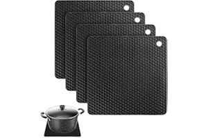 MEIANJU Silicone Trivet Heat Resistant Mat (4pcs) - Non-Slip Trivets for Kitchen, Hot Pans & Pots - Durable Silicone Heat Mats for Countertops & Cooking