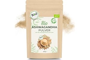 ‎CURLY SUPERFOOD Curly Superfood® Ashwagandha Pulver Bio 500g - 100% naturreine BIO Qualität aus Indien - Fein gemahlenes Bio Ashwagandha Pulver für Smoothies, Säfte, Goldene Milch & Co