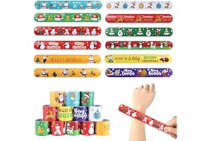 Thboxes 30 Pcs Christmas Slap Bands, Slap Bands for Kids Slap Bracelet Party Bag Fillers for Boys and Girls Birthday Gift Toys School Party Favours