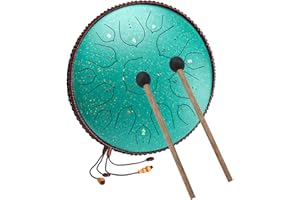 MIUCOGUIER Stahlzungentrommel - Zungentrommel D-Dur 15 Noten 14 Zoll Tongue Drum Steel Groß Ätherische Trommel Percussion Instrument Handtrommel Hand pan Drum Zum Musikliebhaber,Yoga mit Drumsticks/Tragetasche