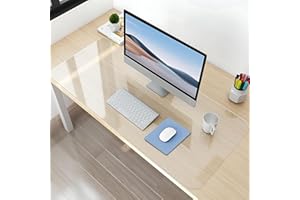 NATRKE Tapis de Bureau Transparent 80x40 cm, Grand Clair Sous-main Bureau Transparent PVC Tapis de Protection, Antidérapant Résistant à la Chaleur Tapis de Table pour Ordinateur Bureau Maison