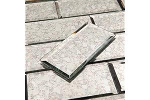 Lovdeco Peel and Stick Antique Beveled Mirror Tile Subway Mirror Glass Backsplash 3x6 Inch for Kitchen Bathroom Wall (40 Pcs, 5 SQ.FT.)