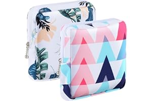 Amaxiu Sanitary Napkin Storage Bags, 2pcs Waterproof Travel Menstrual Pad Pouch with Zipper Mini Tampons Holder for Purse Period Nursing Pad Holder for Women, Girls, 5.1" x 5.1" (Pattern B)