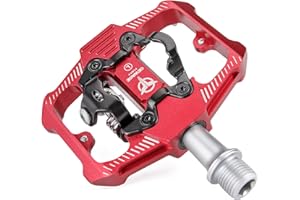 GEWAGE Pedali per bicicletta SPD, pedali per mountain bike, doppio lato SPD, piattaforma antiscivolo, con 3 cuscinetti, pedali in alluminio leggero, 9/16", con inserti per MTB, bici da strada