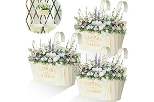RUNQIN OUTDOOR 3 Pots Fleurs Suspendre Rétro Métal avec Crochet Amovible & Trous Drainage, Pot Plante Supendu Vintage,Seau Plantes Balustrade Suspendus pour Balcon Clôture Jardin Maison Mur Décor Intérieur Exterieur
