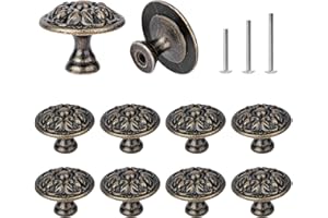 ShipeeKin 10 manopole per mobili retrò anticate da 30 mm, con motivo a fiori di castello, in bronzo, vintage, in ottone, per armadio, cassettiera, cucina