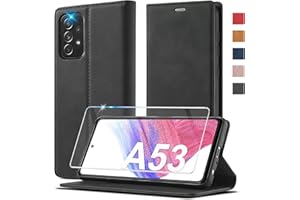 AILICICI 2023 Upgraded A53 Handyhülle für Samsung Galaxy A53 Hülle Leder[mit A53 Schutzfolie][Premium Leder]für Samsung A53 5G Hülle Klappbar Flip Case Cover 360 Stoßfeste Schutzhülle für Samsung Galaxy A53 5G