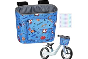 LOCAL LION Kids Bike Basket, Bike Handlebar Bag, Waterresistant Bicycle Basket, Thickened Bicycle Front Bag For Children's Balance Bike Tricycle Scooter, Blue-Space