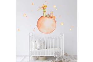 INGENIA HOME Vinilo Decorativo Infantil El Principito con Planetas y Estrellas – 90x90 cm – Adhesivo de fácil colocación – Habitación Infantil