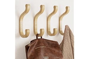 JOCKCARAS Wood Wall Hooks for Hanging Coats - Coat Hooks Wall Mount, Large Coat Hanger Wall Hangers, Closet Hooks, Wooden Hooks for Hanging Backpack, Hat, Jacket, Key, Bag, Purse, Clothes (4 Pack)