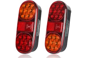 Qiping 2PCS LED Trailer Lights 12V Universal 5 Functions Trailer Rear Lights Waterproof for Trailer Camper Van Truck