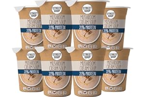 STREET SOUP Protein Instant Suppe To Go (Pilz, 8 Stück, je 300g) - Fertige Low Carb Cremesuppen für Diät, zum Abnehmen & unterwegs - Pilzsuppe - Fertiggerichte & Fertigessen vegan & glutenfrei