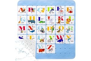 YOCOLE Mata prysznicowa antypoślizgowa dla dzieci 53x53cm, mata do kąpieli antypoślizgowa bez BPA, mata antypoślizgowa z PVC pod prysznic z przyssawkami, odporna na pleśń i można ją prać w pralce