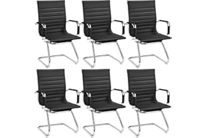 ‎YAHEETECH Yaheetech Besucherstuhl Konferenzstühle freischwinger stühle mit armlehne Bürostühle Esszimmerstuhl 6 Stück für Konferenz-Raum/Wartezimmer/Büro/Esszimmer Schwarz