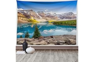 Martin Kench Wandbehang Wandteppich Wald See Natur Tagesdecke Wandtuch Natur Landschaft Stranddecke Wanddeko für Schlafzimmer Wohnzimmer Wohnheim (A,95x73cm)