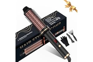 ‎UMIGA Thermal Brush, Lockenbürste 3 in 1 Thermobürste 38mm, Lockenbürste LCD Anzeige 120-210℃, Erhöhen Sie das Haarvolumen, Lose Locken, Glattes Haar, Leichte Kompakte Größe, Dual Spannung Passend für Reise